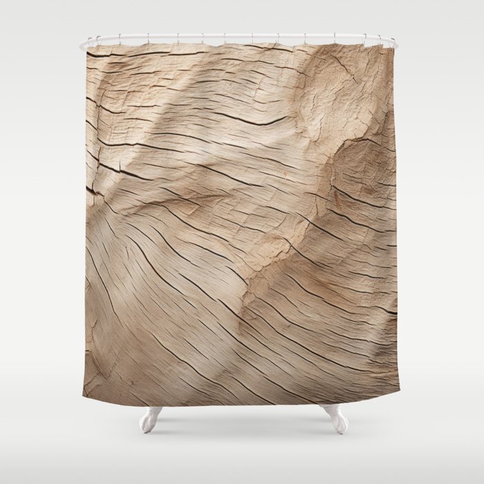 Cracking Wood Abstract - Macro Natural Texture Shower Curtain