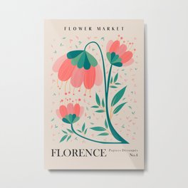 Flower Modern Florence Metal Print | Rose, Art, Typography, Bestselling, Modernart, Summer, Pink, Flowermarket, Florence, Digital 