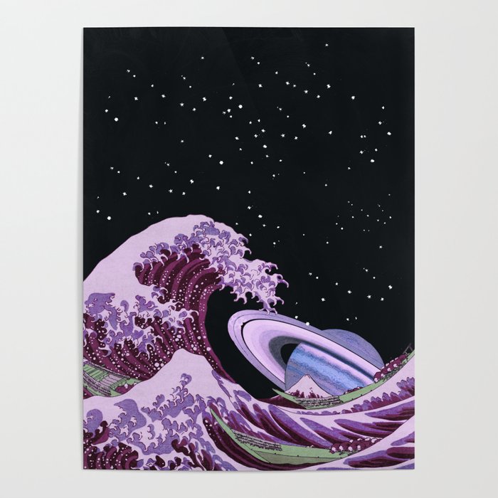 The Great Space Wave - Space Aesthetic, Retro Futurism, Sci Fi Poster