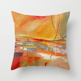 Party Lines Orange Abstract Throw Pillow