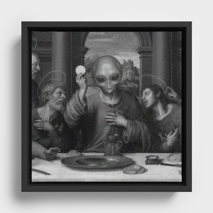 Alien Jesus Framed Canvas
