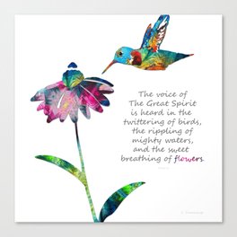 Colorful Floral Hummingbird Art - Flowers Breath Canvas Print