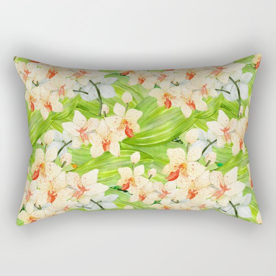 Tropical Floral Orchid Flower Pattern - Flowers on #Society6 Rectangular Pillow