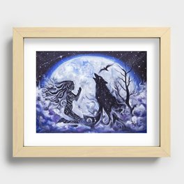 Woman and Wolf Recessed Framed Print