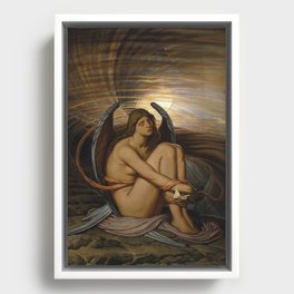 Tortured Souls - Soul in Bondage angelic still life magical realism portrait painting by Elihu Vedder  Framed Canvas
