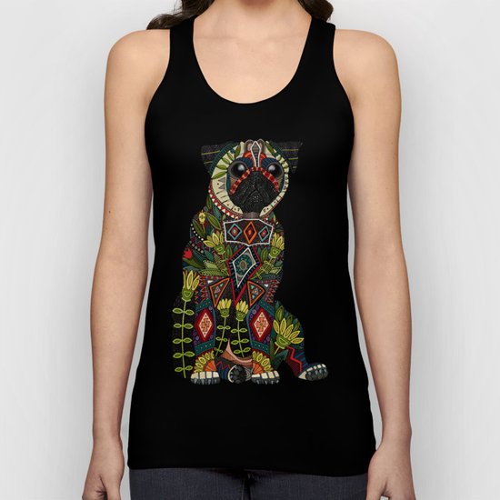pug love teal Unisex Tank Top