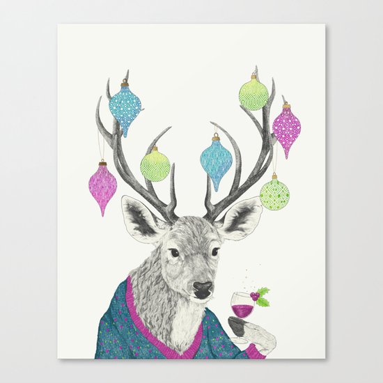 Mr. Deer gets festive Canvas Print