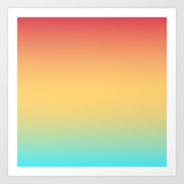 Red yellow turquoise ombre Art Print