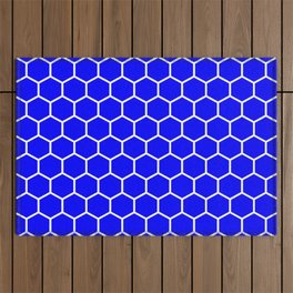 Honeycomb (White & Blue Pattern) Outdoor Rug