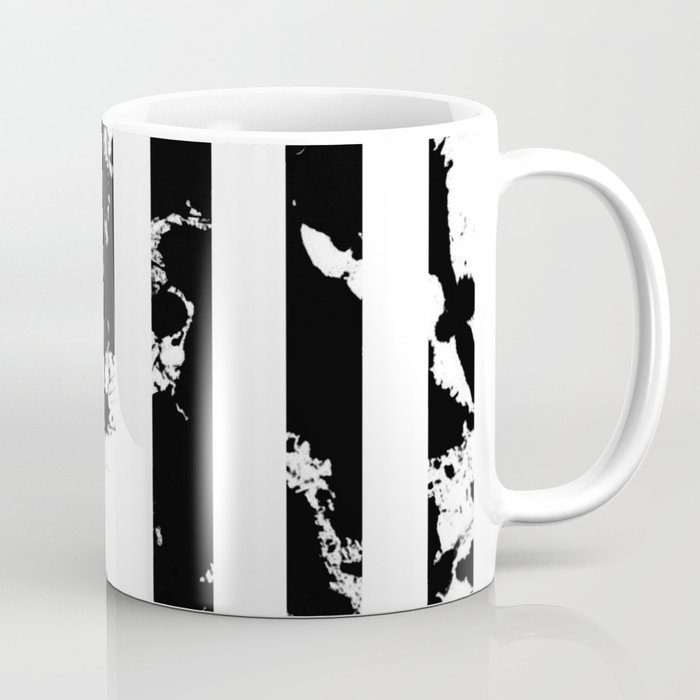 Splatter Bars - Black ink, black paint splats in a stripey stripy pattern Coffee Mug