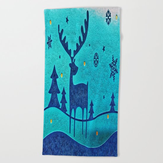 Capri Winter Reindeer Beach Towel