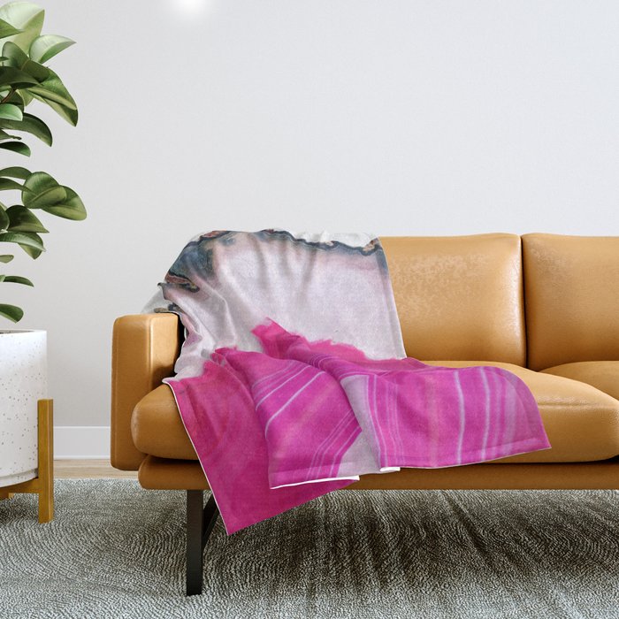 Pink Agate Slice Throw Blanket