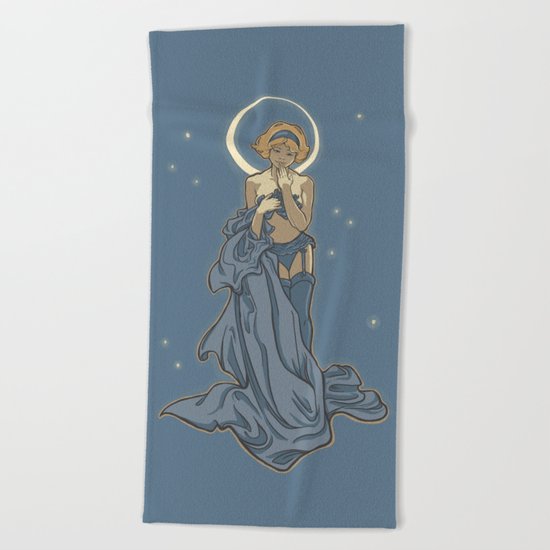 Mucha Pin Up Girl Beach Towel