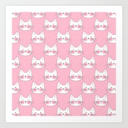 Cute Pink Kitty Cat Pattern Art Print