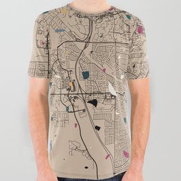 USA, Port St. Lucie City Map Collage All Over Graphic Tee