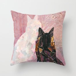 Collage Cats - Watching Butterflies Throw Pillow