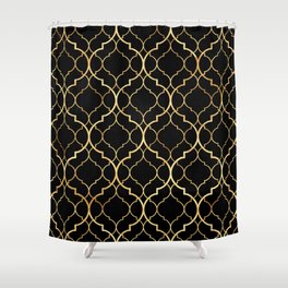 Vintage decorative moroccan texture with gold line  Shower Curtain