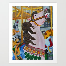 Pink Carousel Horse Art Print