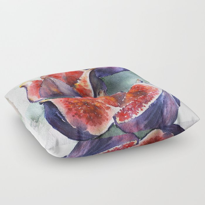 Fig Watercolor Fruits Floor Pillow