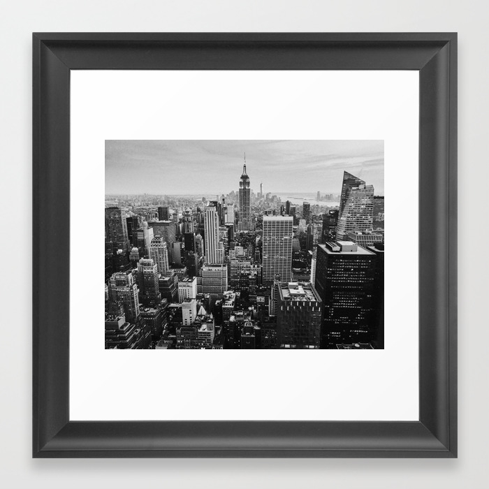 Black White Nyc Skyline Framed Art Print By Lenamirisola Society6
