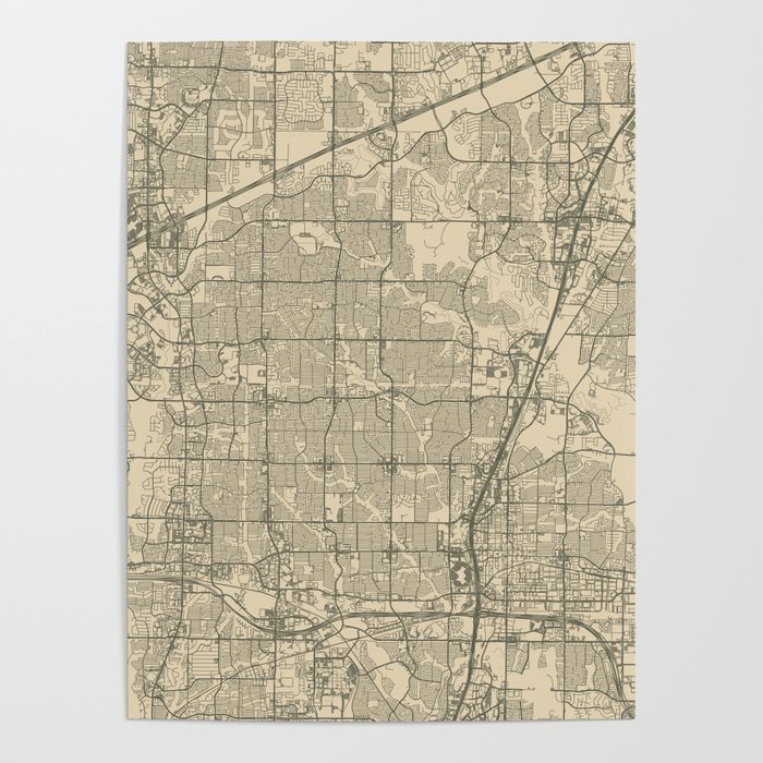 USA, Plano City Map Poster