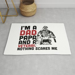 Dad Papa And Veteran Nothing Scares Me Area & Throw Rug