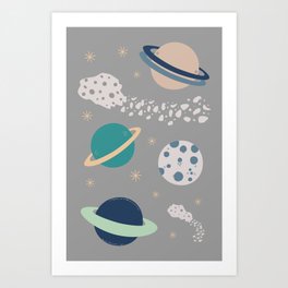 planets and meteorites Art Print