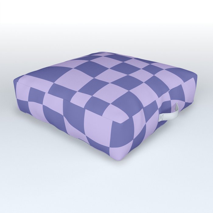 Warped Checkered Pattern (very peri/periwinkle blue/lavender) Outdoor Floor Cushion