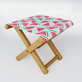 Watercolor Pink Green Watermelon Triangles Folding Stool