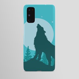 the wolf roars at the full moon Android Case