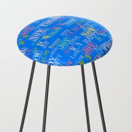 Enjoy The Colors - Colorful typography modern abstract pattern on Azure blue color Counter Stool