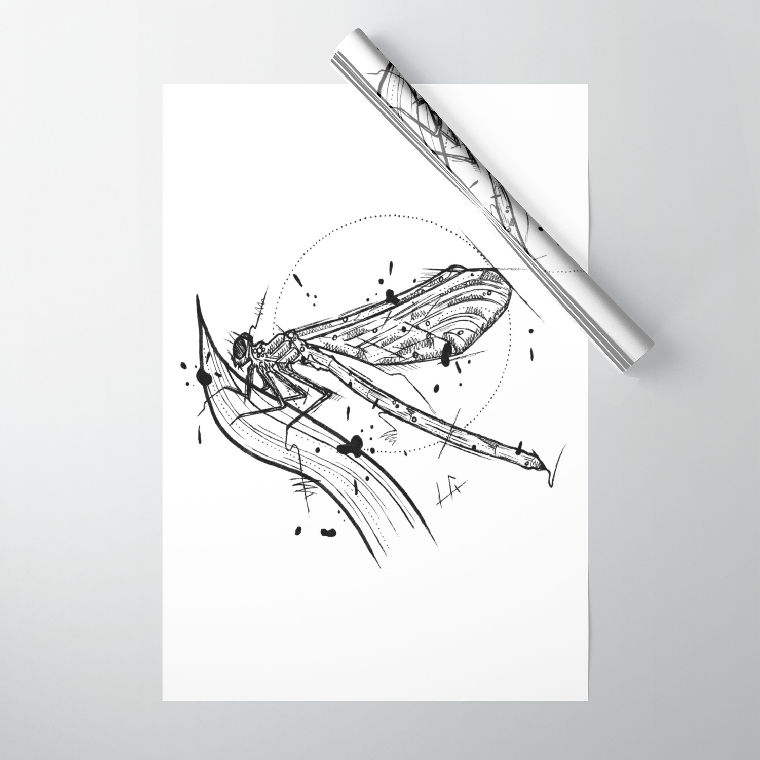 Dragonfly Handmade Drawing Made In Pencil And Ink Tattoo Sketch