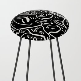 Black and White African Tribal Graffiti In the Night Counter Stool