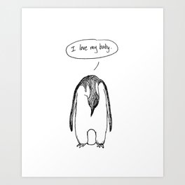 Penguin & Baby Art Print