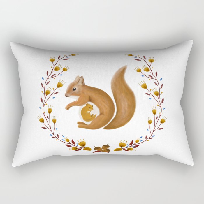 Pregnant Squirrel Rectangular Pillow
