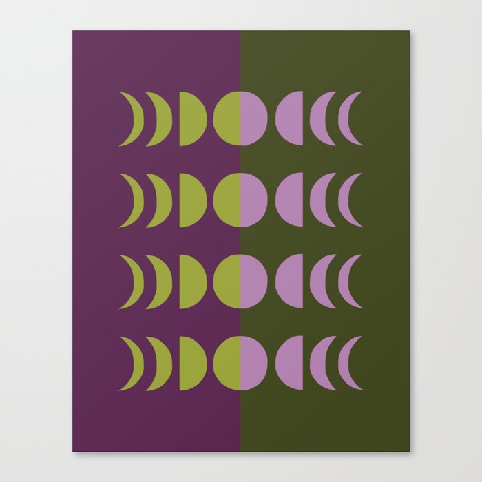 Moon Phases 16 in Purple Greenery Canvas Print