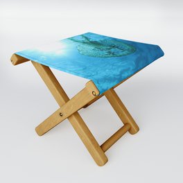 Green Jellyfish & the sun from below (Formigas, Azores) Folding Stool