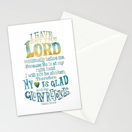 Watercolor Lettering Psalm 16:8 Stationery Card
