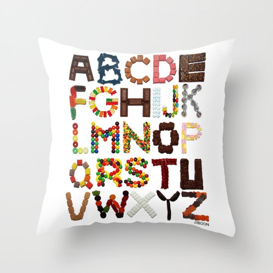 Candy Alphabet Throw Pillow