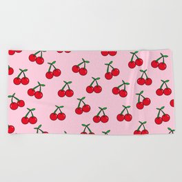 Cherries 3 (on pink) Beach Towel