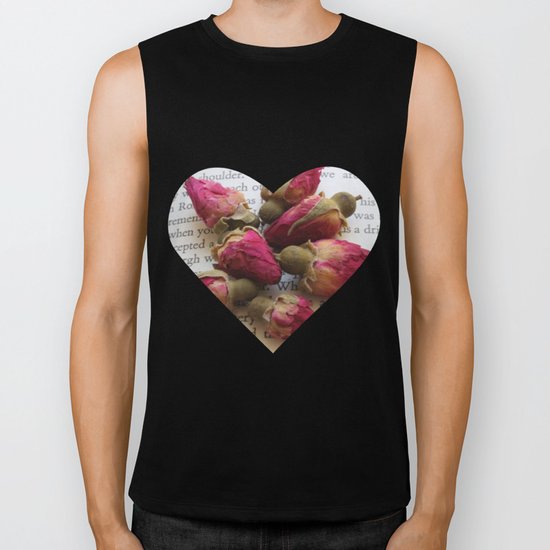 Red Roses on Old paper Biker Tank