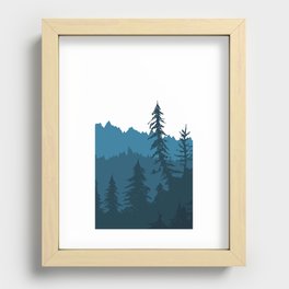 Tree Gradient Blue Recessed Framed Print
