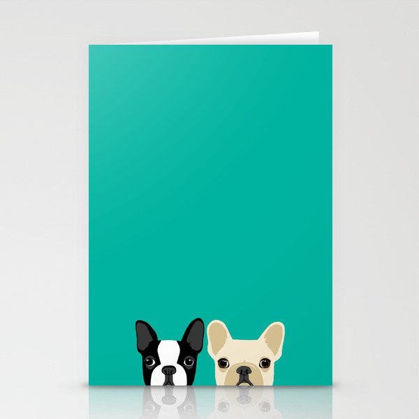 Boston Terrier & French Bulldog 2 Stationery Cards