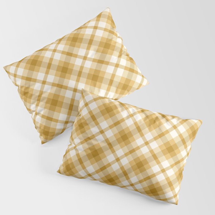 Mustard Yellow Diagonal Tartan Plaid Pattern,Checkered,Gingham,Check,Scottish,Scotland,Stewart,Clan, Pillow Sham