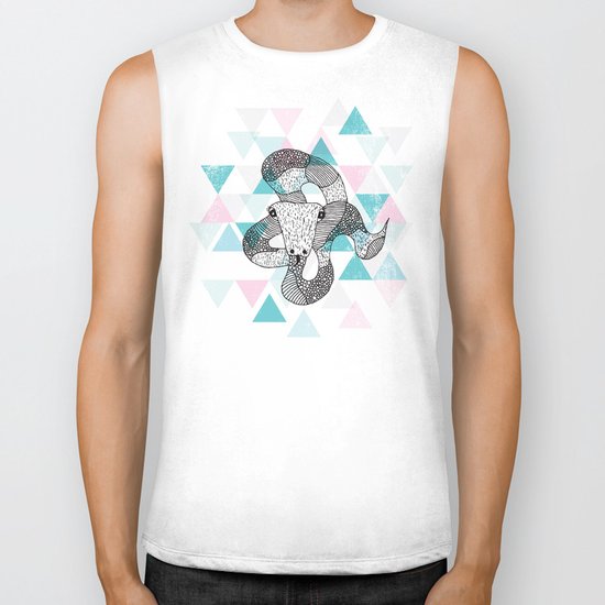 Geometric snake attack Biker Tank