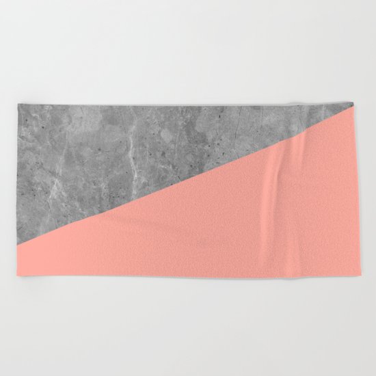 Coral Pink Concrete Beach Towel