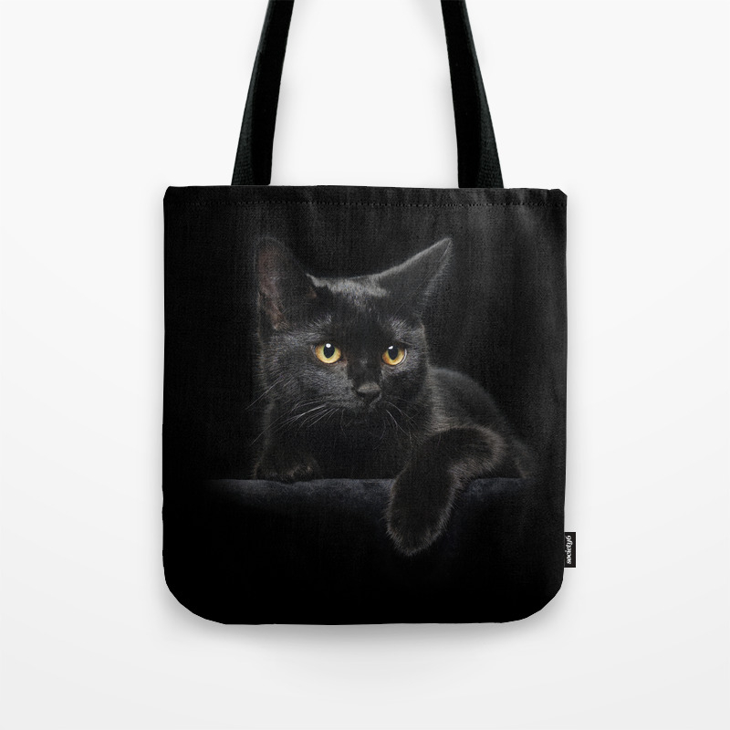 black cat tote bag