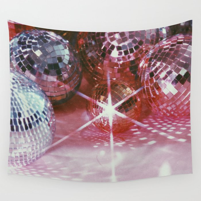 Disco Balls - Pink and Silver Wall Tapestry