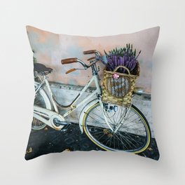 Sognare: Dream BIG Lavender Bicycle Throw Pillow