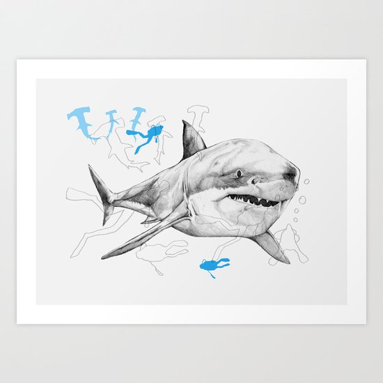 'Sharks & Silhouettes' Art Print